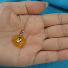 Load image into Gallery viewer, 14k Solid Yellow Gold Hawaiian Plumeria Honey Jade Pendant Necklace