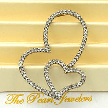 Load image into Gallery viewer, 14k Solid Yellow Gold Heart in Heart Diamond Pendant Necklace