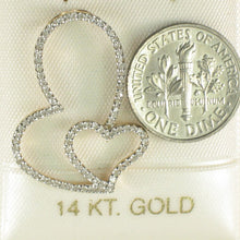 Load image into Gallery viewer, 14k Solid Yellow Gold Heart in Heart Diamond Pendant Necklace