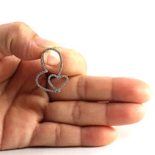 Load image into Gallery viewer, 14k Solid Yellow Gold Heart in Heart Diamond Pendant Necklace