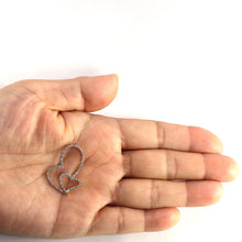 Load image into Gallery viewer, 14k Solid Yellow Gold Heart in Heart Diamond Pendant Necklace