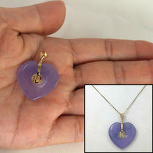 Load image into Gallery viewer, 14k Solid Yellow Gold Heart Shaped Lavender Jade Love Pendant