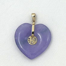 Load image into Gallery viewer, 14k Solid Yellow Gold Heart Shaped Lavender Jade Love Pendant