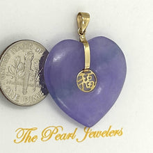 Load image into Gallery viewer, 14k Solid Yellow Gold Heart Shaped Lavender Jade Love Pendant