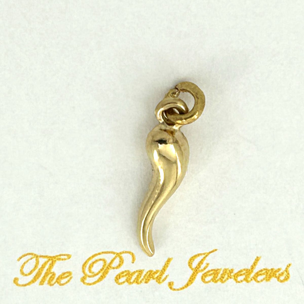 14K Solid Yellow Gold Italian Horn Charm