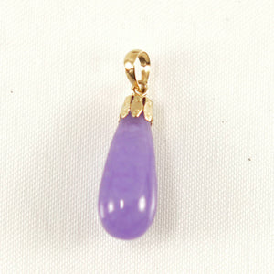 14k Solid Yellow Gold Lavender Jade Pendant Necklace