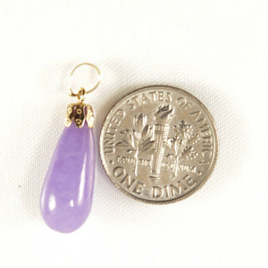 14k Solid Yellow Gold Lavender Jade Pendant Necklace