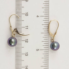 Load image into Gallery viewer, 14K Yellow Gold Black Round Pearl Leverback Earrings