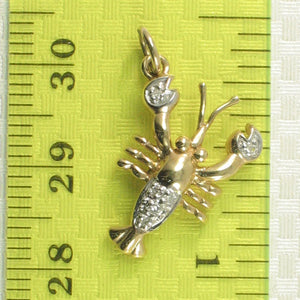 14k Solid Yellow Gold Lobster Diamond Pendant Necklace