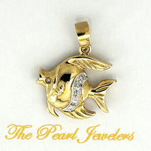 Load image into Gallery viewer, 14k Solid Yellow Gold Marine Fish Diamond Pendant Necklace