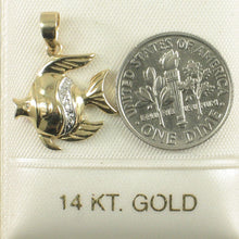 Load image into Gallery viewer, 14k Solid Yellow Gold Marine Fish Diamond Pendant Necklace