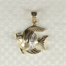 Load image into Gallery viewer, 14k Solid Yellow Gold Marine Fish Diamond Pendant Necklace
