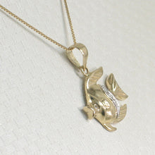 Load image into Gallery viewer, 14k Solid Yellow Gold Marine Fish Diamond Pendant Necklace