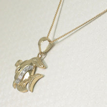 Load image into Gallery viewer, 14k Solid Yellow Gold Marine Fish Diamond Pendant Necklace