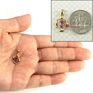 14k Solid Yellow Gold Oval Ruby Pendant Necklace