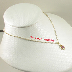 14k Solid Yellow Gold Oval Ruby Pendant Necklace