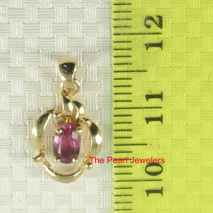 14k Solid Yellow Gold Oval Ruby Pendant Necklace