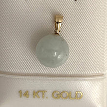 Load image into Gallery viewer, 14kt Solid Yellow Gold Celadon Green Round Jade Pendant Necklace