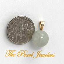 Load image into Gallery viewer, 14kt Solid Yellow Gold Celadon Green Round Jade Pendant Necklace