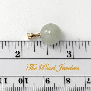 14kt Solid Yellow Gold Celadon Green Round Jade Pendant Necklace