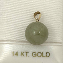 Load image into Gallery viewer, 14kt Solid Yellow Gold 12 mm Round Bead Jade Pendant Necklace