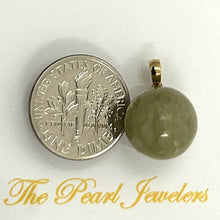 Load image into Gallery viewer, 14kt Solid Yellow Gold 12 mm Round Bead Jade Pendant Necklace