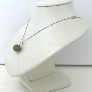 14kt Solid Yellow Gold 12 mm Round Bead Jade Pendant Necklace