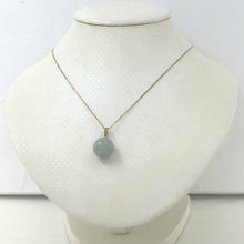 Load image into Gallery viewer, 14k Solid Yellow Gold 12 mm Round Bead Celadon Green Jade Pendant Necklace