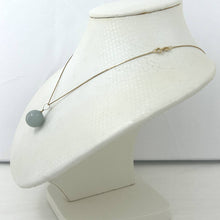 Load image into Gallery viewer, 14k Solid Yellow Gold 12 mm Round Bead Celadon Green Jade Pendant Necklace