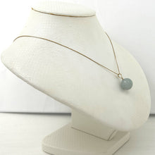 Load image into Gallery viewer, 14k Solid Yellow Gold 12 mm Round Bead Celadon Green Jade Pendant Necklace