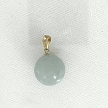 Load image into Gallery viewer, 14k Solid Yellow Gold 12 mm Round Bead Celadon Green Jade Pendant Necklace