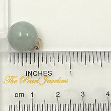 Load image into Gallery viewer, 14k Solid Yellow Gold 12 mm Round Bead Celadon Green Jade Pendant Necklace