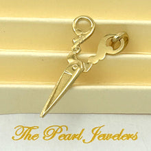 Load image into Gallery viewer, 14K Solid Yellow Gold Scissors Charm Pendant