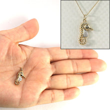 Load image into Gallery viewer, 14k Solid Yellow Gold Seahorse Diamond Pendant Necklace