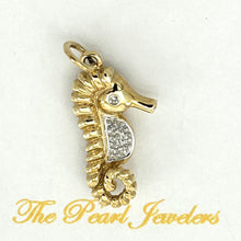 Load image into Gallery viewer, 14k Solid Yellow Gold Seahorse Diamond Pendant Necklace