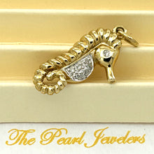 Load image into Gallery viewer, 14k Solid Yellow Gold Seahorse Diamond Pendant Necklace