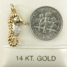 Load image into Gallery viewer, 14k Solid Yellow Gold Seahorse Diamond Pendant Necklace