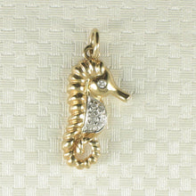 Load image into Gallery viewer, 14k Solid Yellow Gold Seahorse Diamond Pendant Necklace