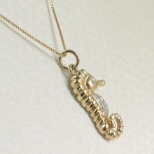 Load image into Gallery viewer, 14k Solid Yellow Gold Seahorse Diamond Pendant Necklace
