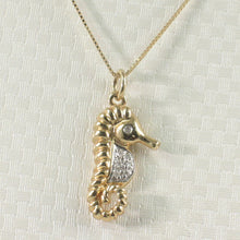 Load image into Gallery viewer, 14k Solid Yellow Gold Seahorse Diamond Pendant Necklace