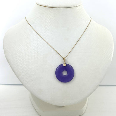14k Solid Yellow Gold Tablet Ring Shaped Lavender Jade Pendant