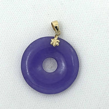 Load image into Gallery viewer, 14k Solid Yellow Gold Tablet Ring Shaped Lavender Jade Pendant