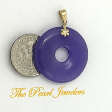 Load image into Gallery viewer, 14k Solid Yellow Gold Tablet Ring Shaped Lavender Jade Pendant