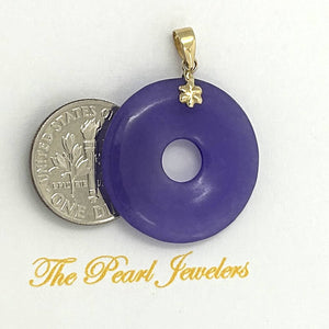 14k Solid Yellow Gold Tablet Ring Shaped Lavender Jade Pendant
