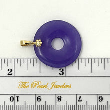 Load image into Gallery viewer, 14k Solid Yellow Gold Tablet Ring Shaped Lavender Jade Pendant