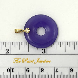 14k Solid Yellow Gold Tablet Ring Shaped Lavender Jade Pendant