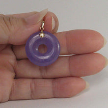 Load image into Gallery viewer, 14k Solid Yellow Gold Tablet Ring Shaped Lavender Jade Pendant