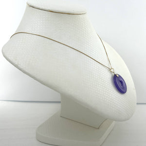 14k Solid Yellow Gold Tablet Ring Shaped Lavender Jade Pendant