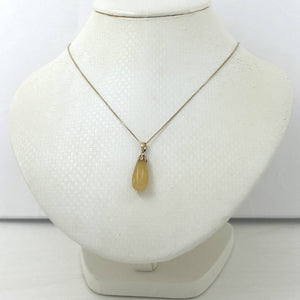 14k Solid Yellow Gold Yellow Jade Pendant Necklace