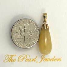 Load image into Gallery viewer, 14k Solid Yellow Gold Yellow Jade Pendant Necklace